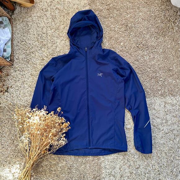 Arcteryx Incendo Hoody Windbreaker Blue Jacket Nylon Reflective Logo Mens Size S - Picture 1 of 16
